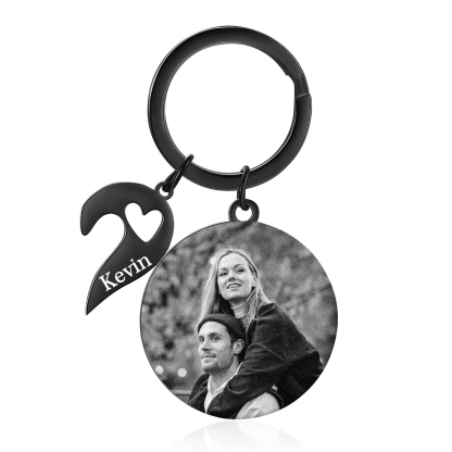 Personalized Couple Keyring with Heart Puzzle - Customized 2 Photos & 2 Names Valentine's gift for Couple | Jessemade