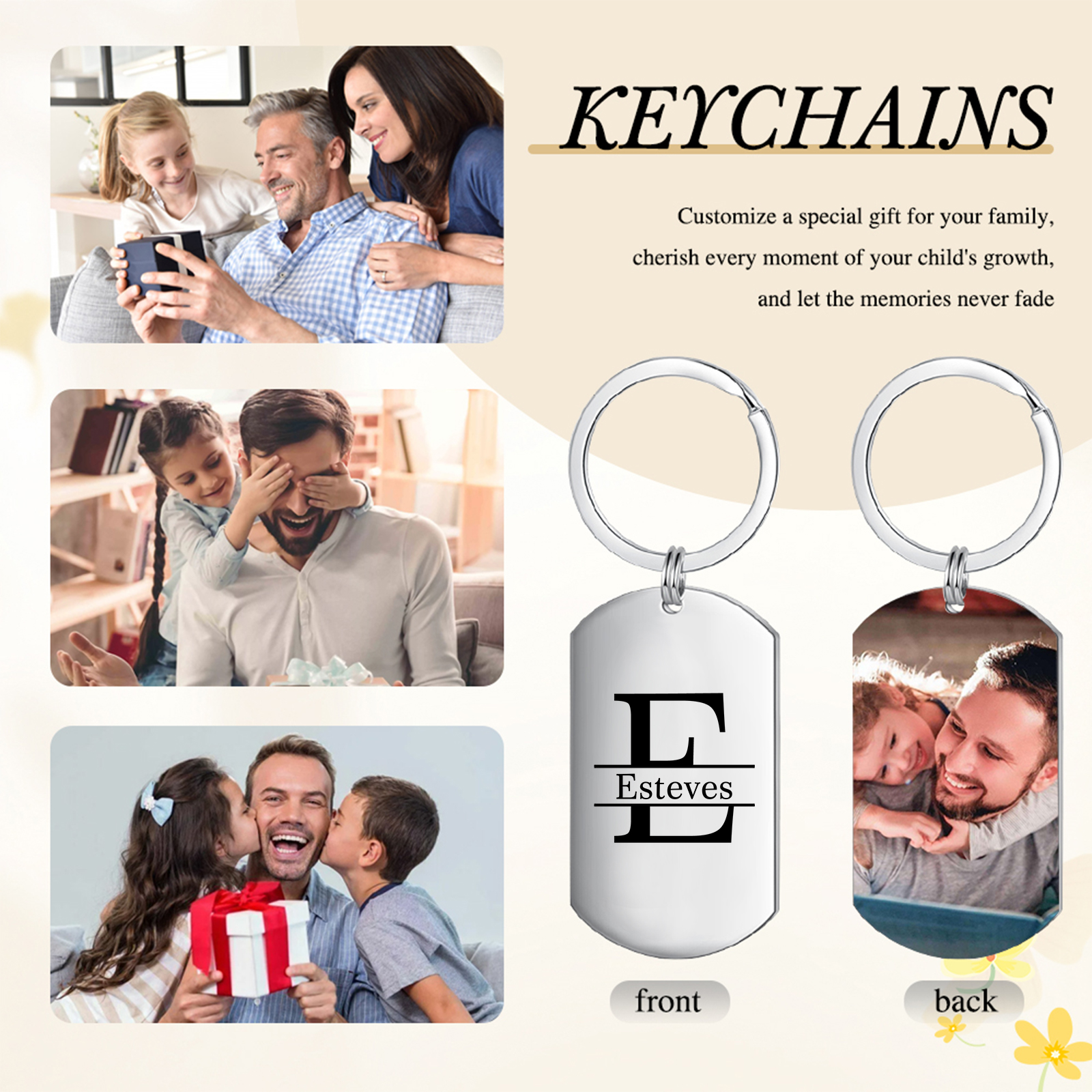 Personalised Photo Keyring with Custom Name & Letter – Two Styles Available – Valentine’s Day Gift for Couple | Jessemade