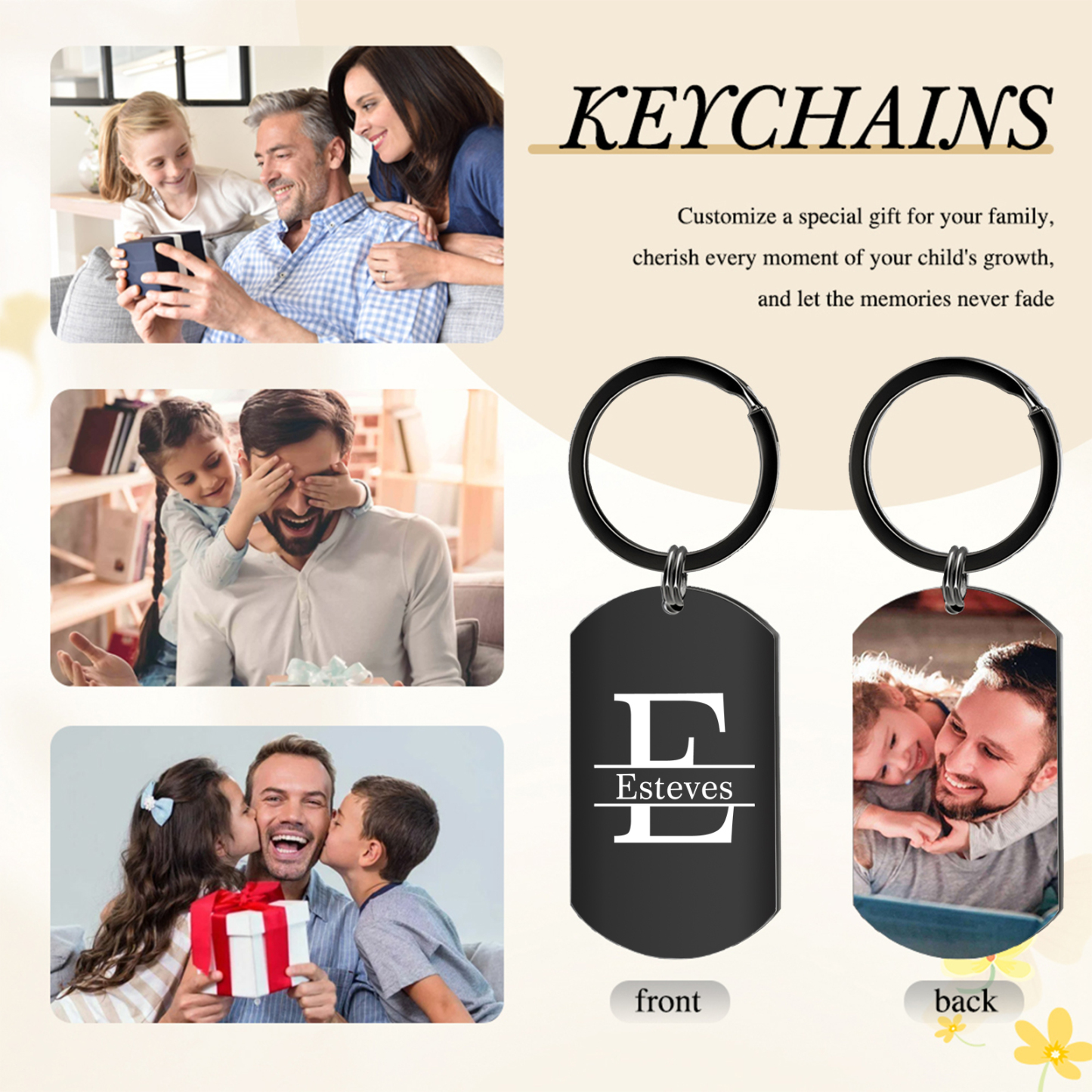 Personalised Photo Keyring with Custom Name & Letter – Two Styles Available – Valentine’s Day Gift for Couple | Jessemade