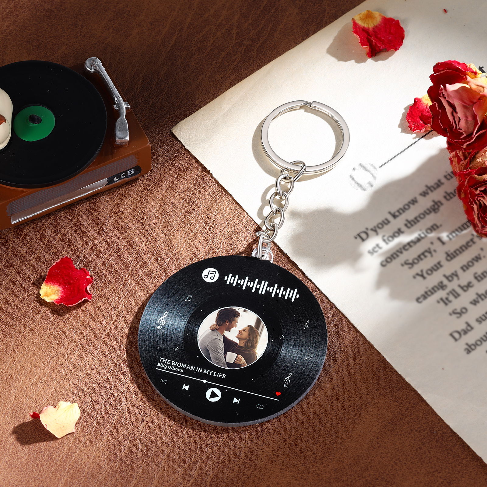 Personalised Keyring with 1 Photo, 1 Text, and Spotify Code – Unique Design to Treasure Your Special Moments, Valentine’s Day Gift for Couple | Jessemade
