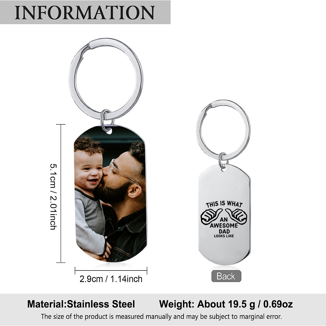 Personalized Photo Keychain This Is What an Awesome Dad Looks Like Gift for Dad | Jessemade