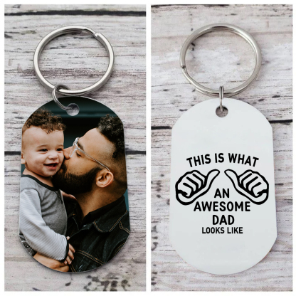 Personalized Photo Keychain This Is What an Awesome Dad Looks Like Gift for Dad | Jessemade