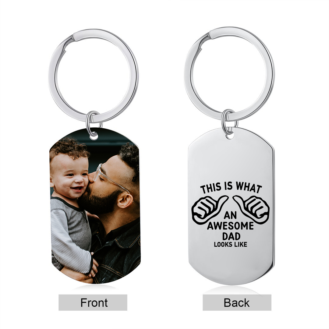 Personalized Photo Keychain This Is What an Awesome Dad Looks Like Gift for Dad | Jessemade
