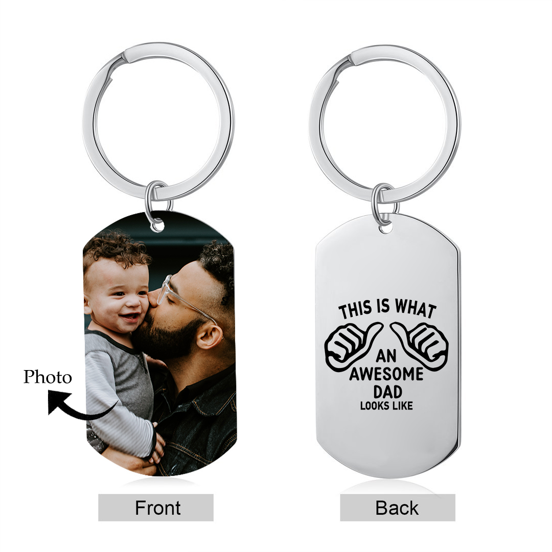 Personalized Photo Keychain This Is What an Awesome Dad Looks Like Gift for Dad | Jessemade