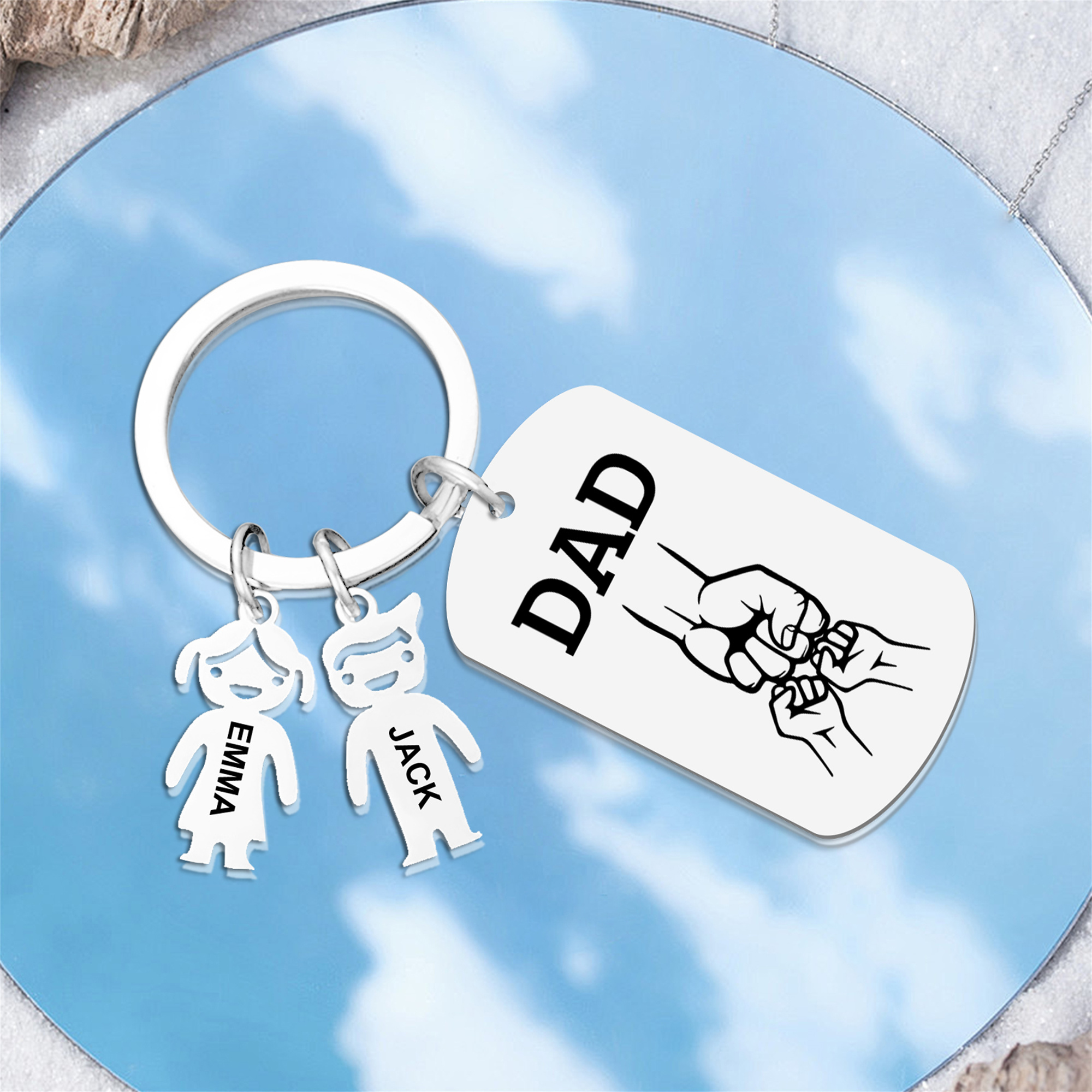 [Copy]4 Names-Personalized 4 Children's Name Keychain-To My Dad-Gift Box Gift Card Set