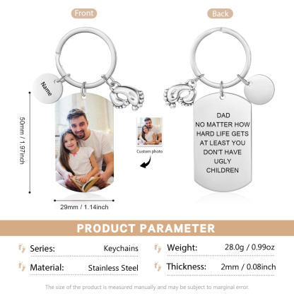 Custom Photo Keychain for Dad – Funny Foot Engraved Father’s Day Gift | Jessemade