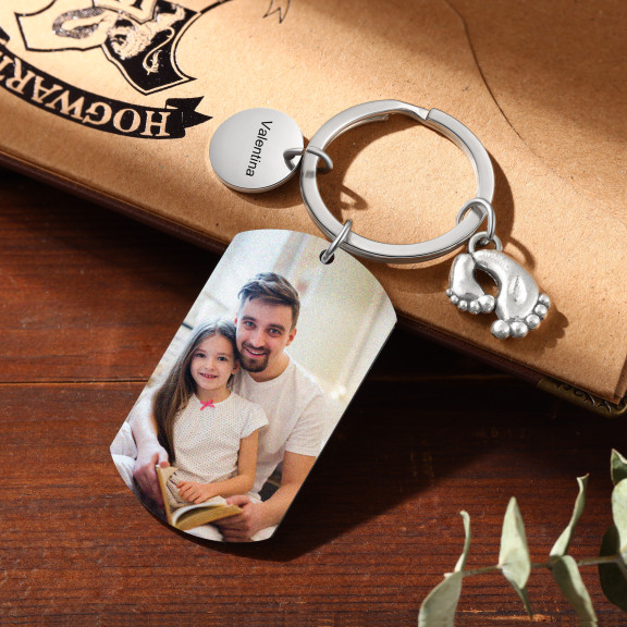 Custom Photo Keychain for Dad – Funny Foot Engraved Father’s Day Gift | Jessemade