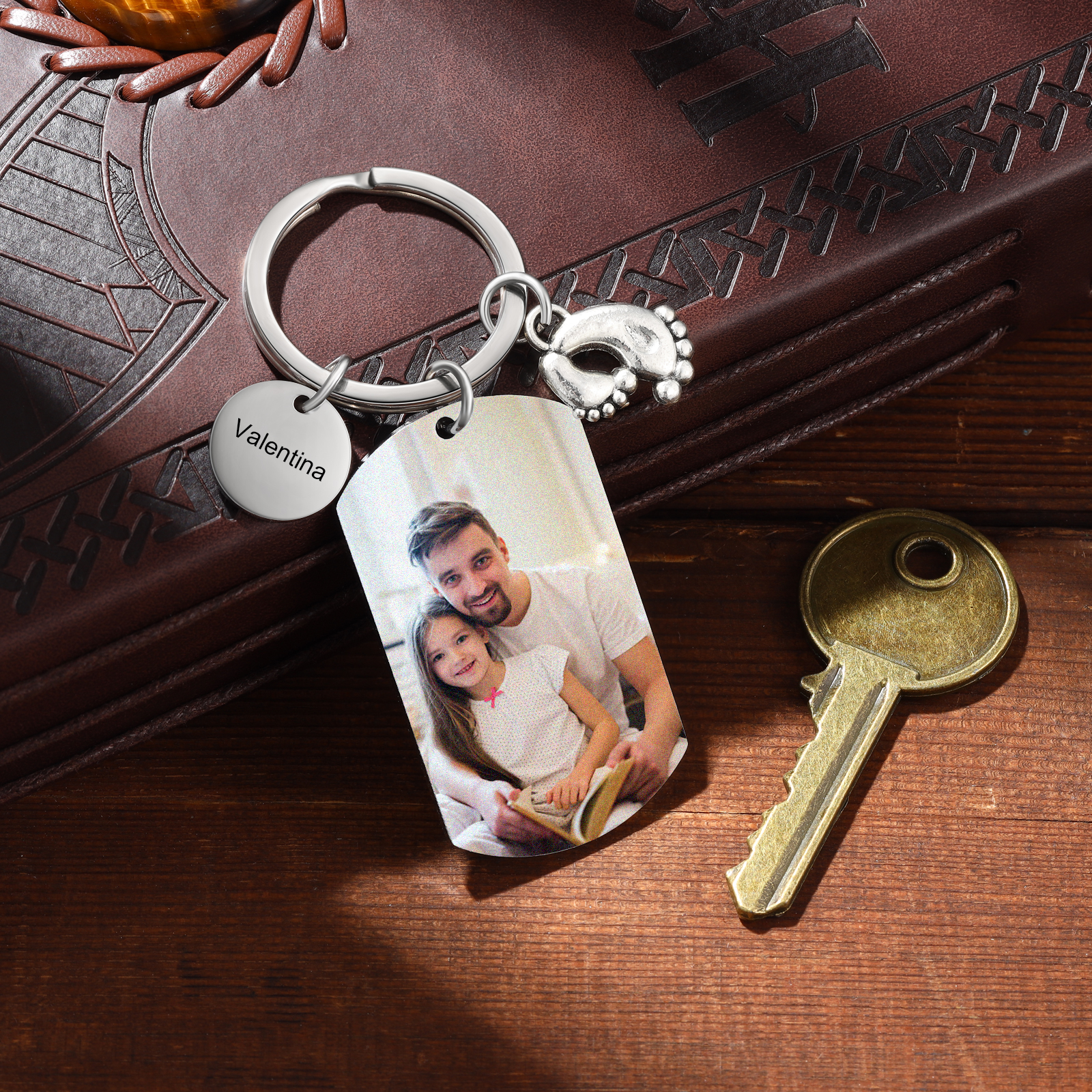 Custom Photo Keychain for Dad – Funny Foot Engraved Father’s Day Gift | Jessemade