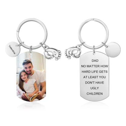 Custom Photo Keychain for Dad – Funny Foot Engraved Father’s Day Gift | Jessemade