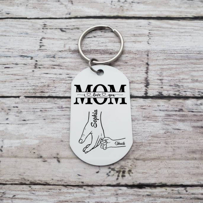 2 Names & 1 Photo- Personalized Stainless Steel Photo Keychain for Mom – Mother’s Day