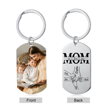 5 Names & 1 Photo- Personalized Stainless Steel Photo Keychain for Mom – Mother’s Day | Jessemade