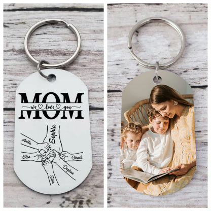 6 Names & 1 Photo- Personalized Stainless Steel Photo Keychain for Mom – Mother’s Day | Jessemade