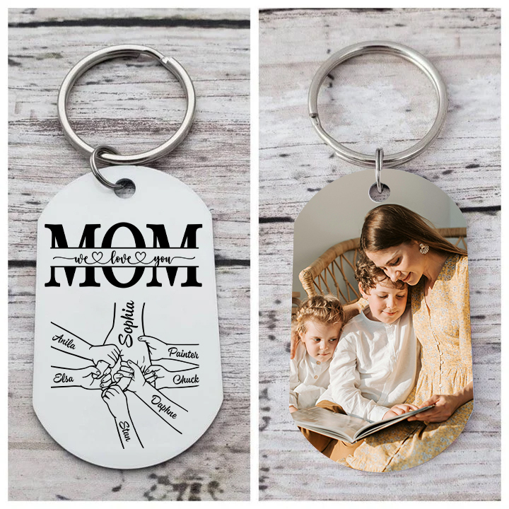 7 Names & 1 Photo- Personalized Stainless Steel Photo Keychain for Mom – Mother’s Day | Jessemade