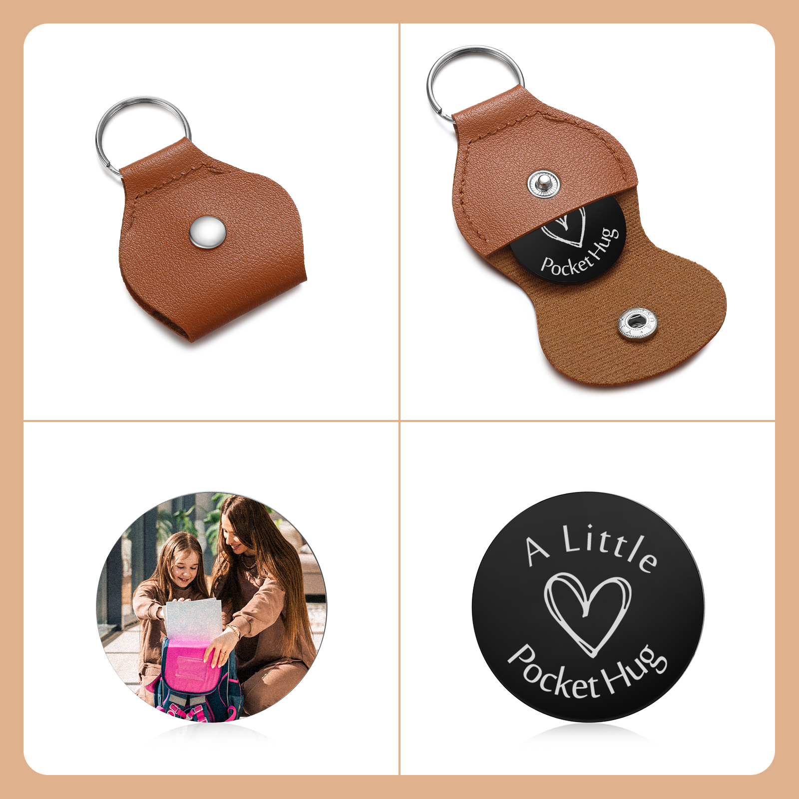 Personalized Pocket Hug Keychain – Unique Back-to-School Comfort Design | Custom Photo Keepsake for Kids