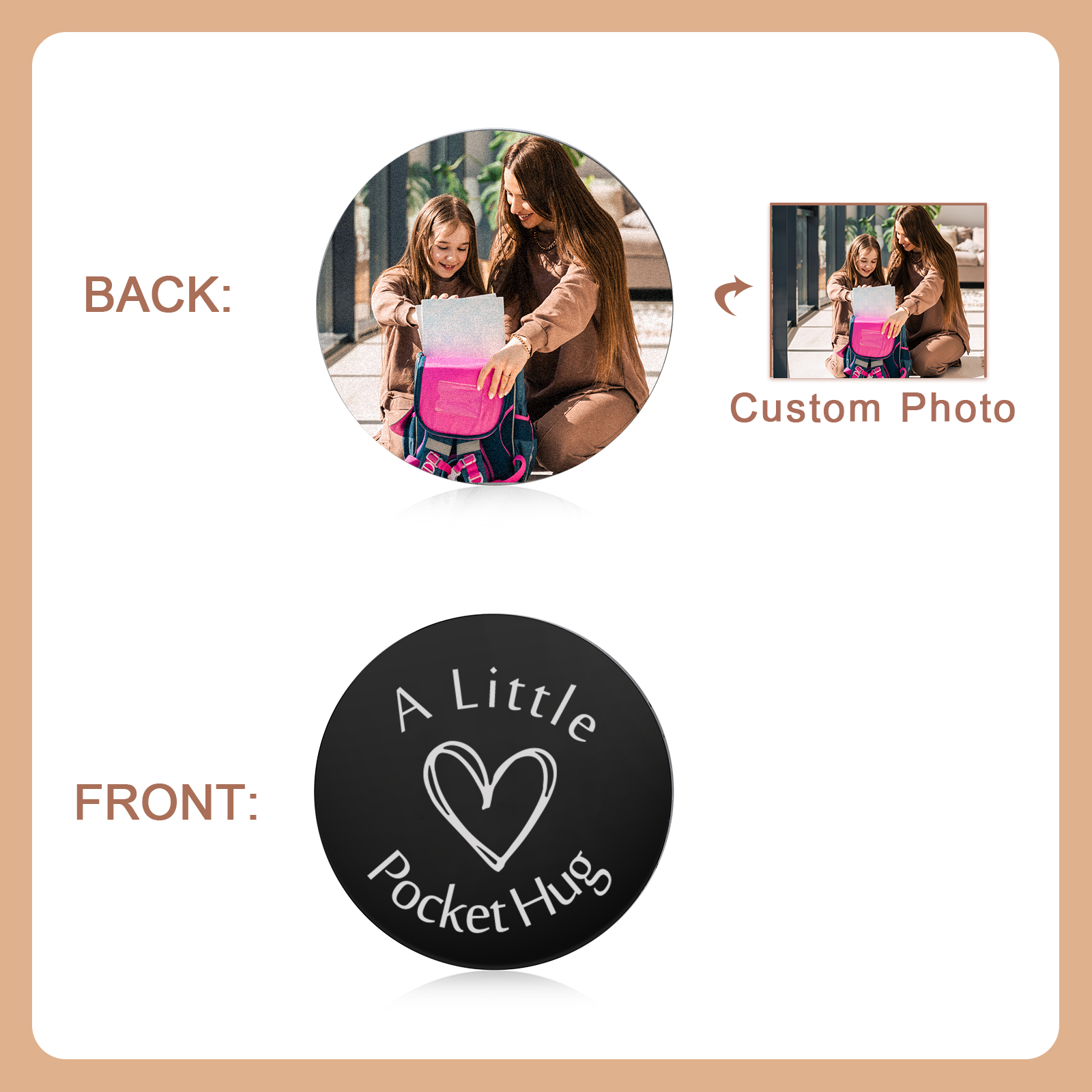 Personalized Pocket Hug Keychain – Unique Back-to-School Comfort Design | Custom Photo Keepsake for Kids