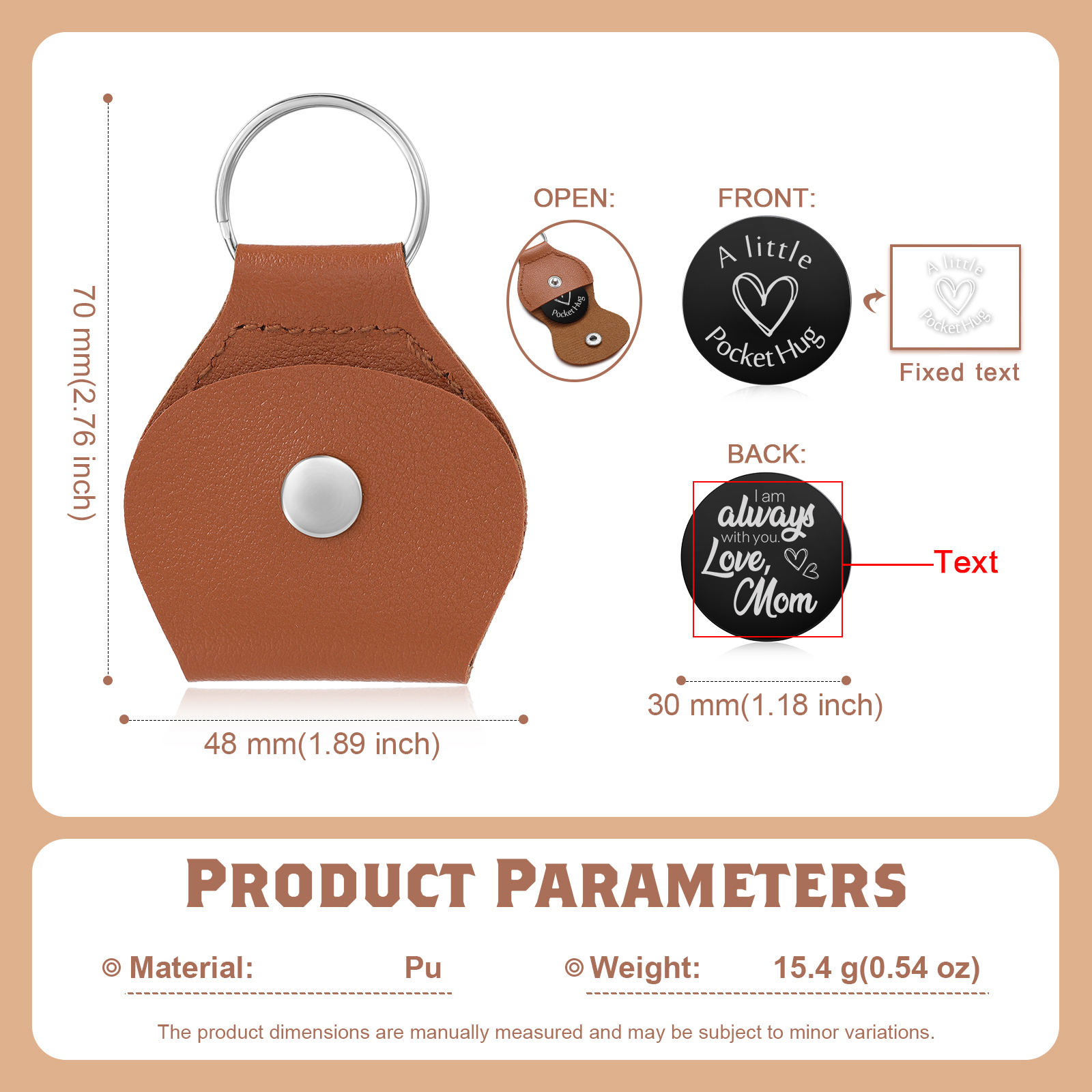 Personalized Pocket Hug Keychain – Unique Back-to-School Comfort Design | Custom Text Keepsake for Kids