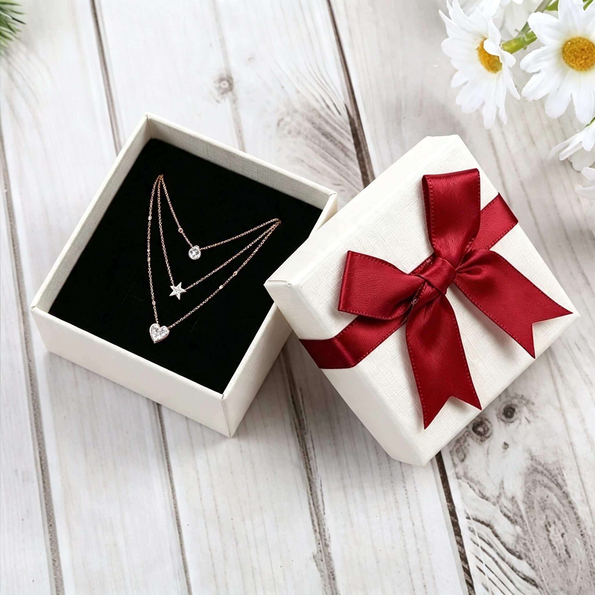 Three Layer Metal Necklace Refined Elegance Gift Set for Women and Girls