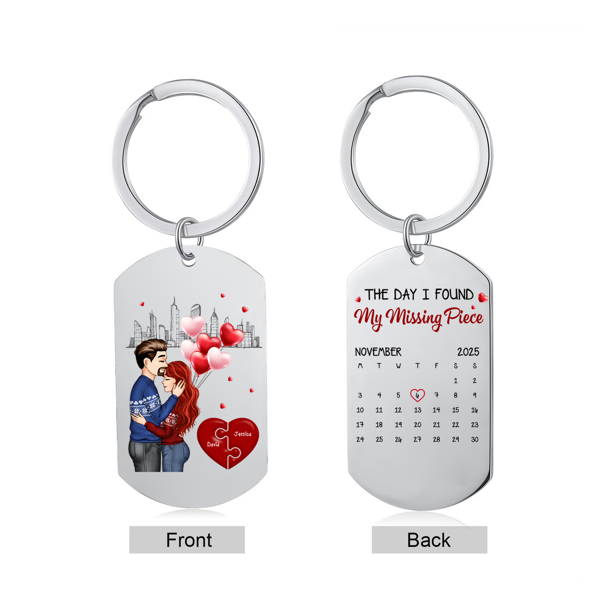 Personalized Calendar Keychain - The Day I Found My Missing Piece
