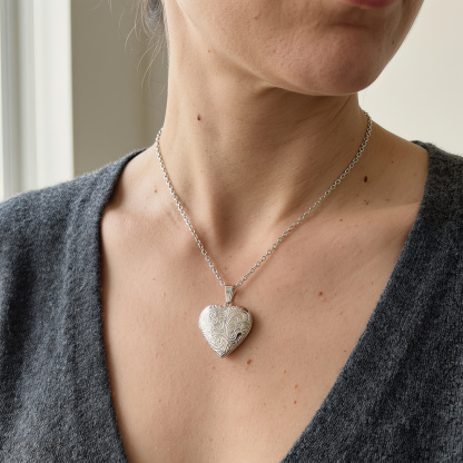 Personalized Heart Locket Necklace Custom with 2 Photos and NFC for Women