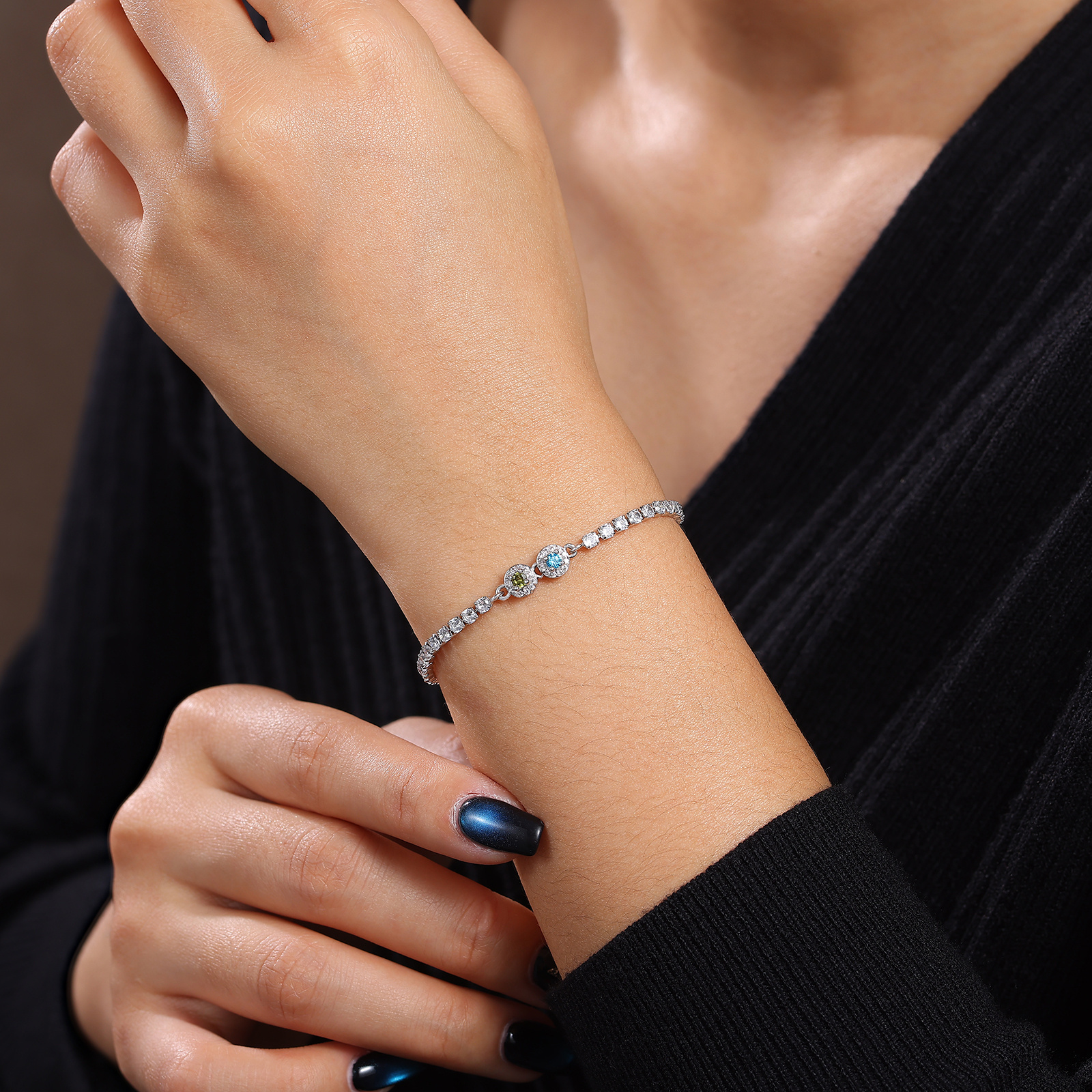 Personalized Birthstone Tennis Bracelet with 2–5 Stones