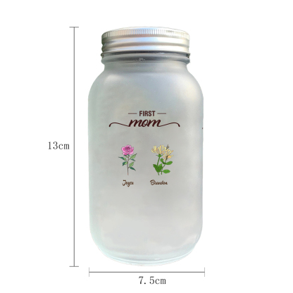 Personalized Flower Solar Mason Jar Light for Grandma Mom