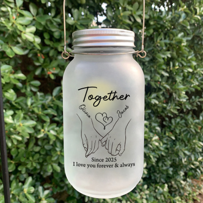 Custom Couple Frosted Mason Jar Night Light
