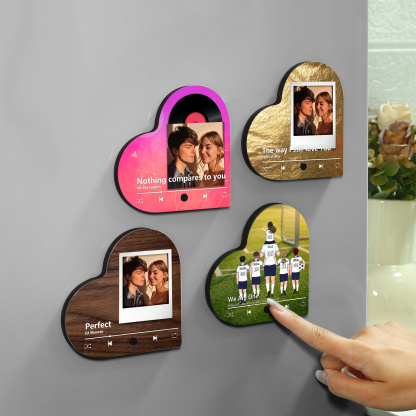 Personalized Football Family Heart Music Fridge Magnet Customizable with 1–8 Names