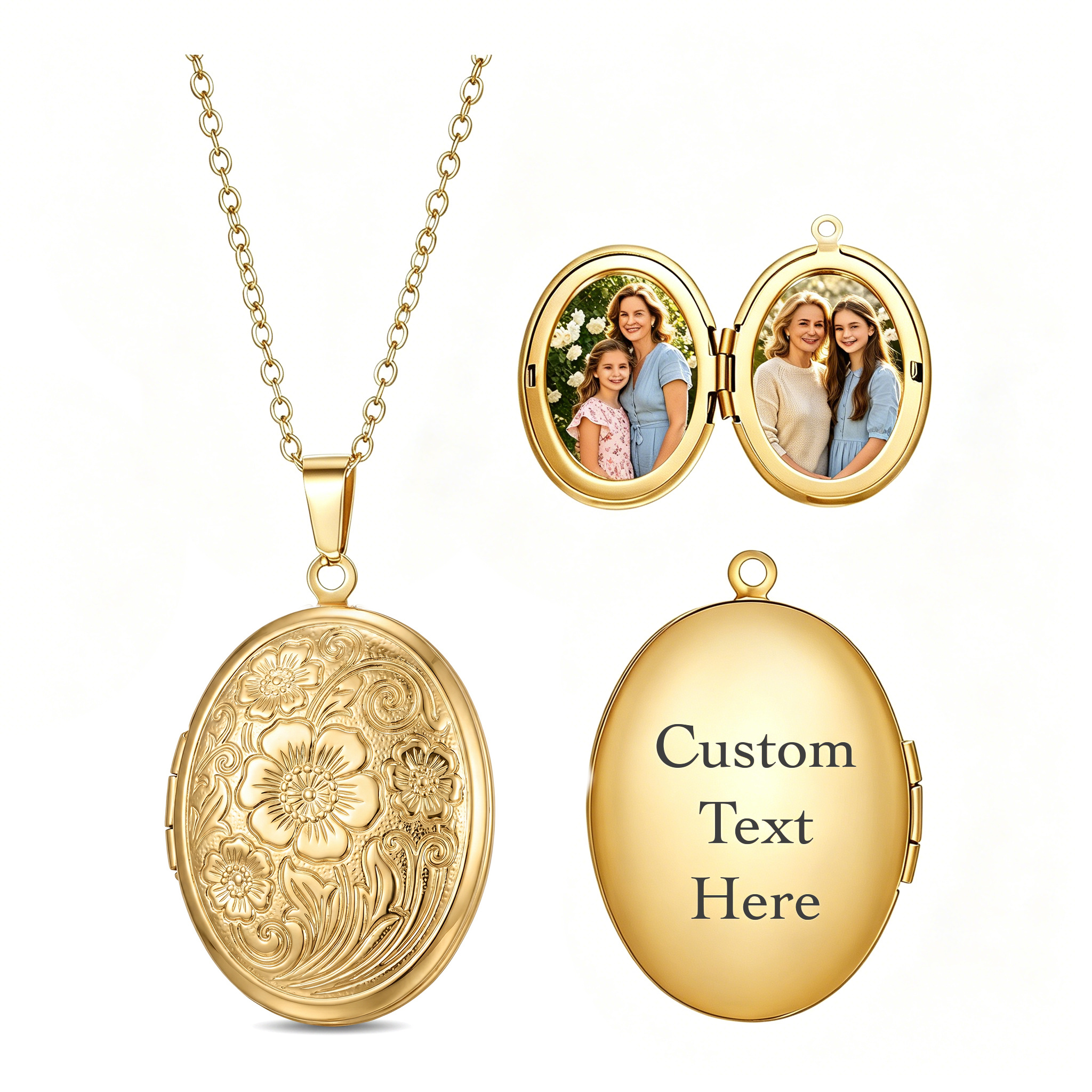 Personalized Locket Necklace Custom with Photo & Text NFC for Women