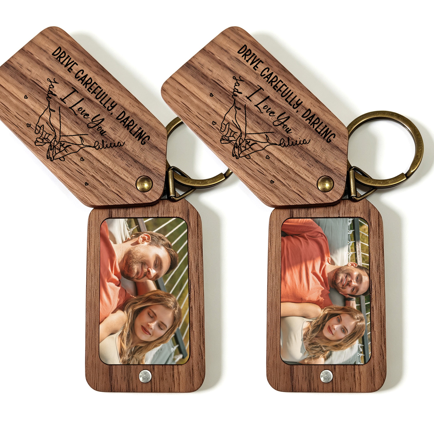 Personalized Wooden Pinky Promise Photo Keychain