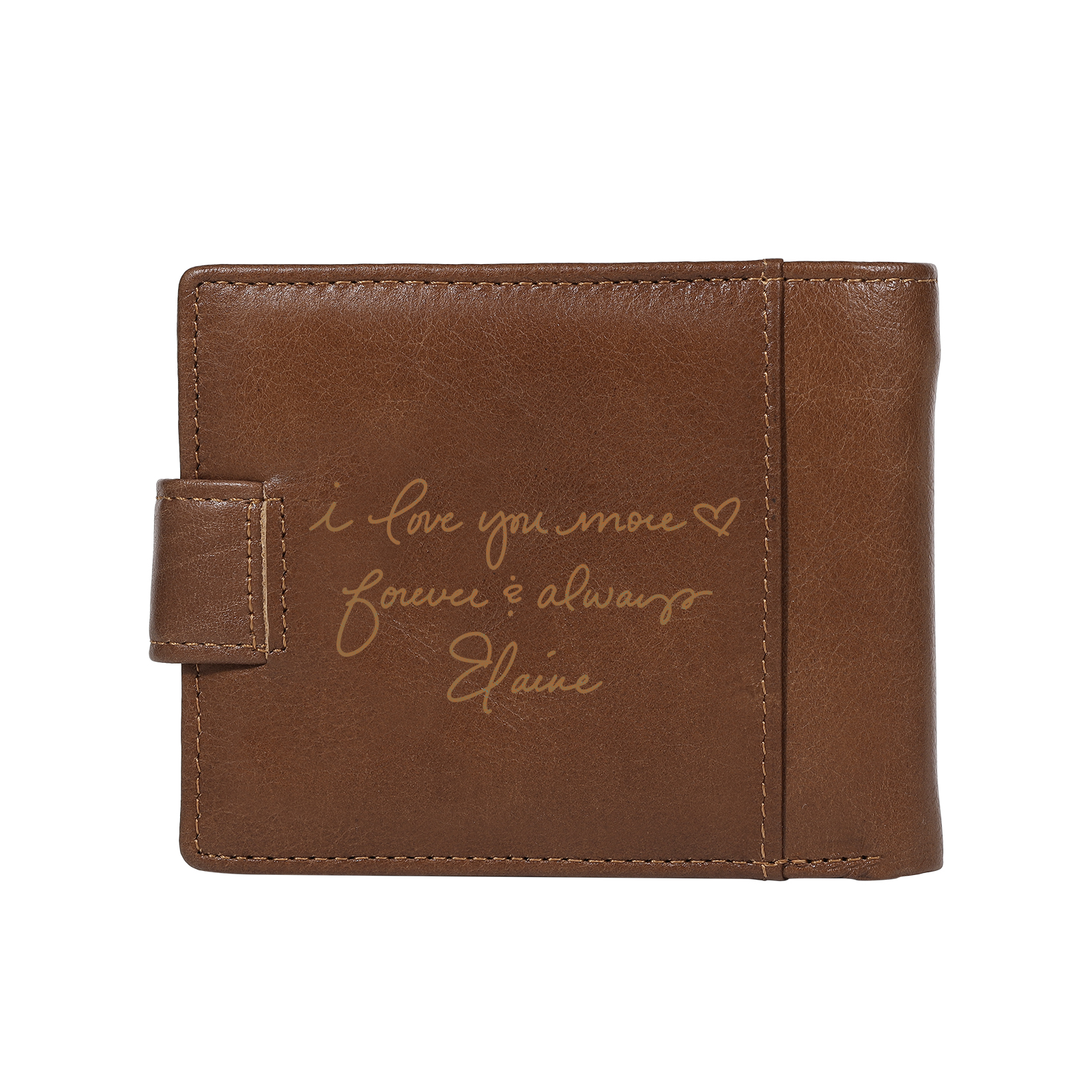 Personalized Leather RFID Blocking Bifold Wallet for Men with Snap Closure Name or Initials Engraved