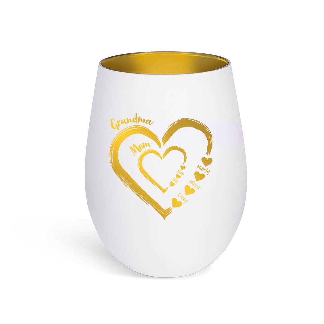 Personalized Glass Candle Holder Heart Print Custom With 2–18 Names Family Gift For Grandma Or Mom