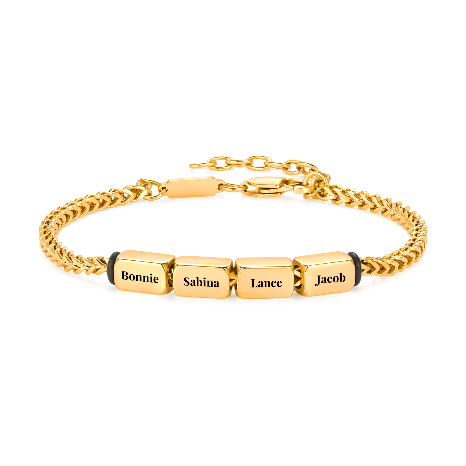 Personalized Men’s Bracelet With 2-5 Names Gold Cuban Link Bracelet Gift For Men