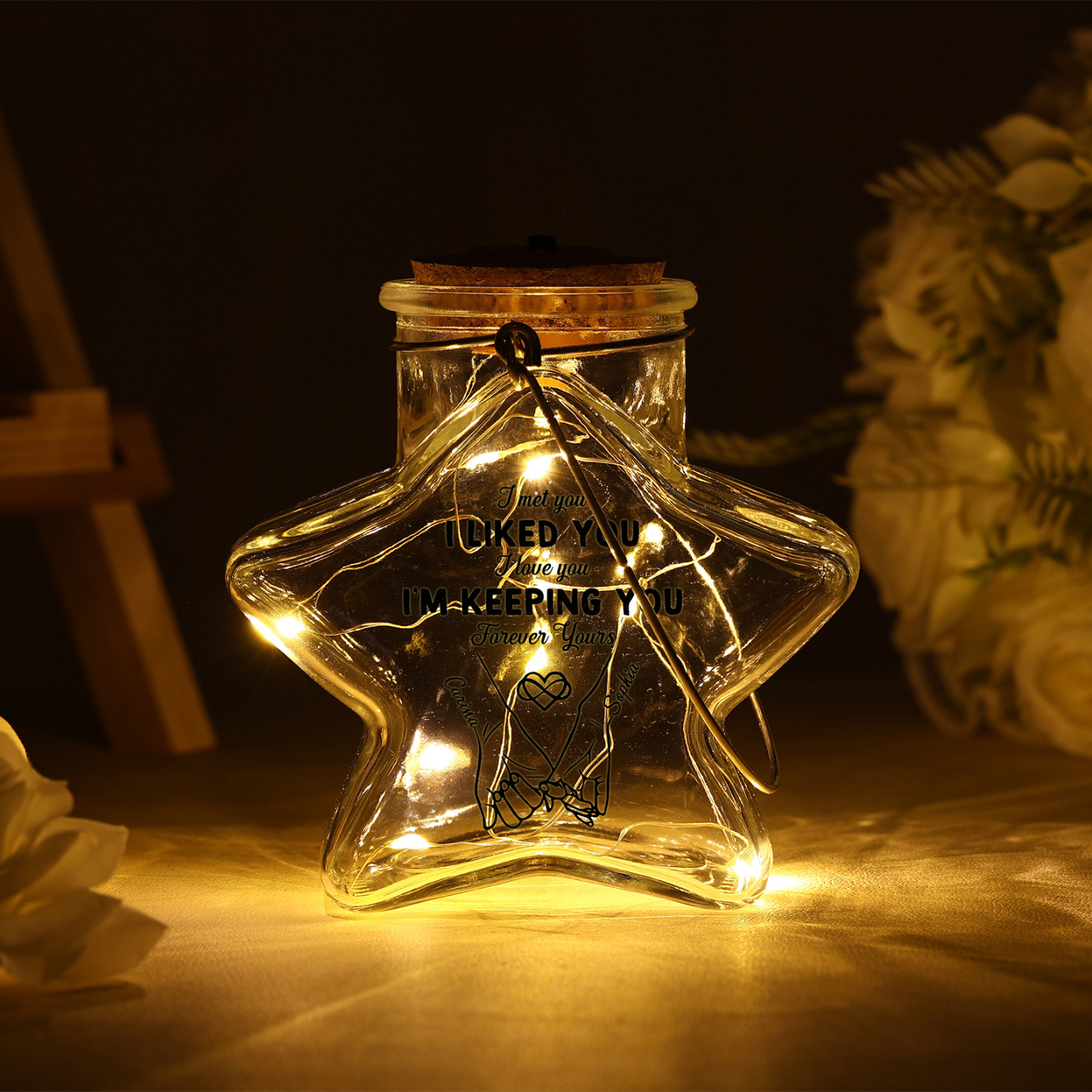 Personalized Star Glass LED Fairy Light Love Jar Night Lamp