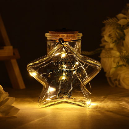 Personalized Star Glass LED Fairy Light Love Jar Night Lamp