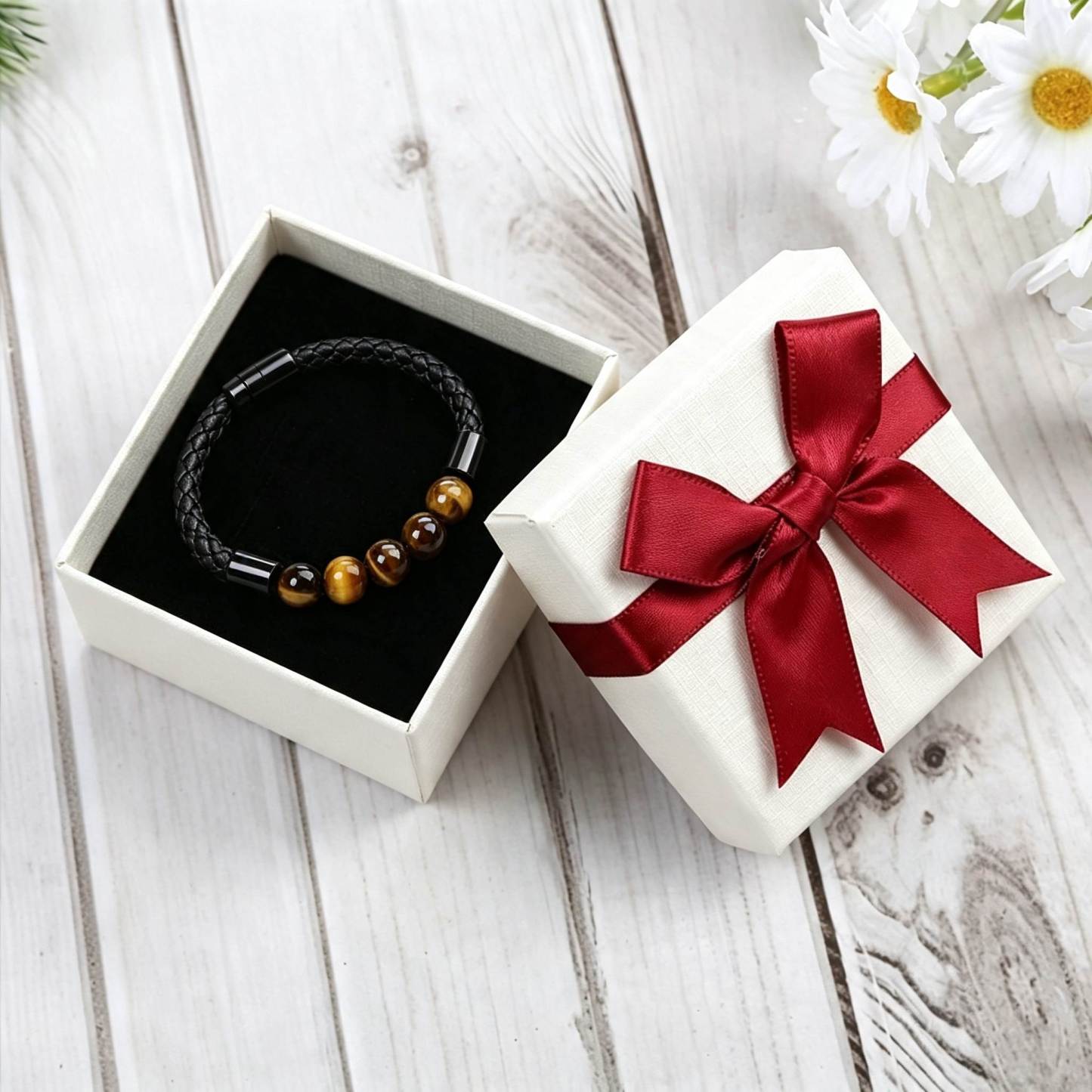 Tiger Eye & Black Onyx Beaded Bracelet – Unique Gift for Him | Jessemade