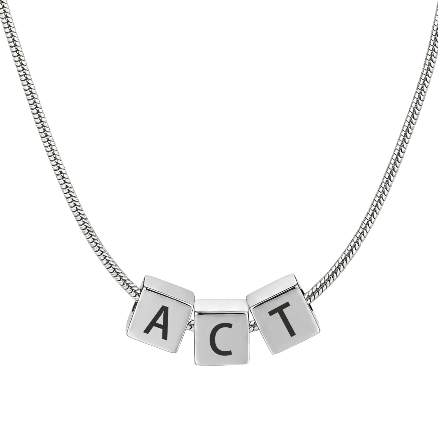 Personalized Men's Stainless Steel Necklace With Letter Cube Gift For Him