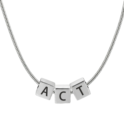 Personalized Men's Stainless Steel Necklace With Letter Cube Gift For Him