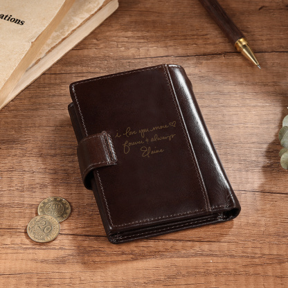 Personalized Leather RFID Blocking Bifold Wallet for Men with Snap Closure