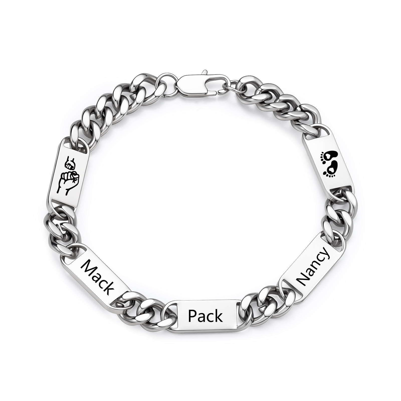 Personalized Cuban Link Bracelet For Men Customized with 2-6 Name Stainless Steel