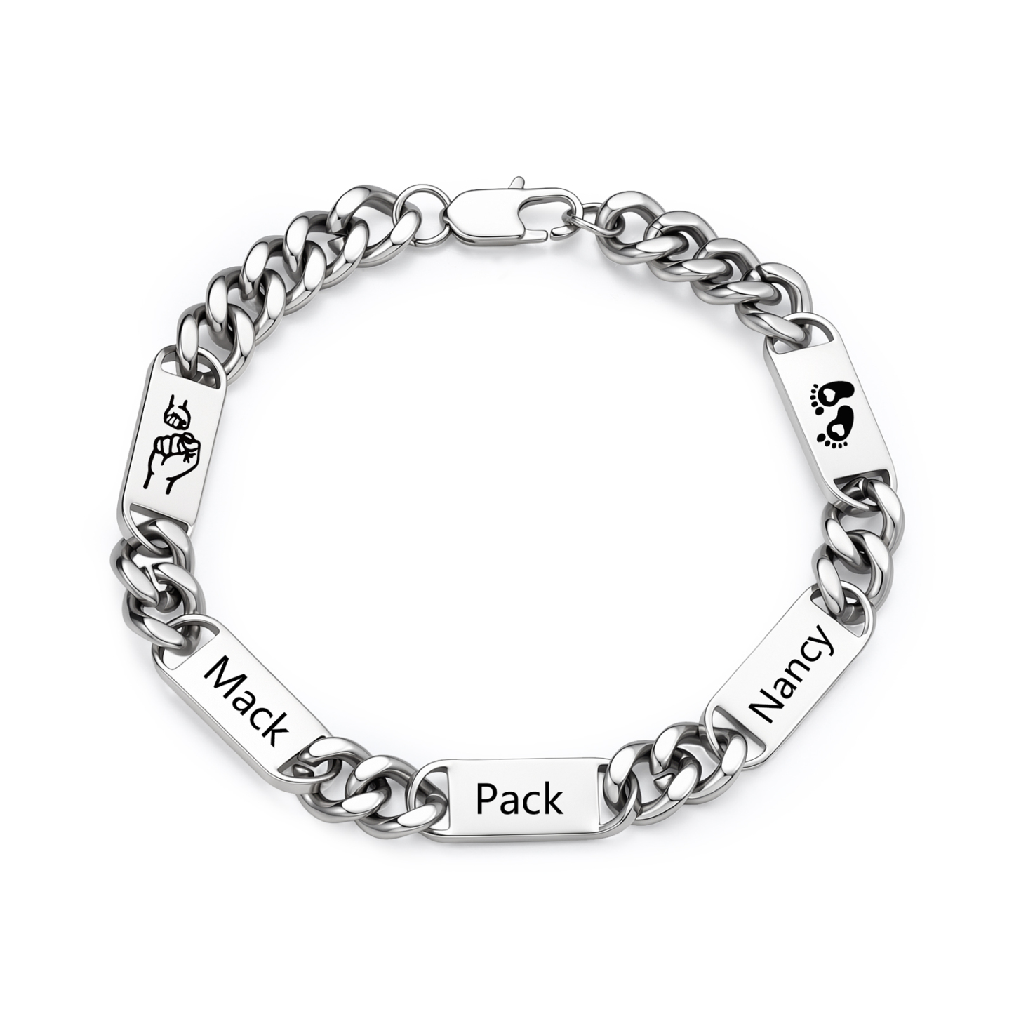 Personalized Cuban Link Bracelet For Men Customized with 2-6 Name Stainless Steel