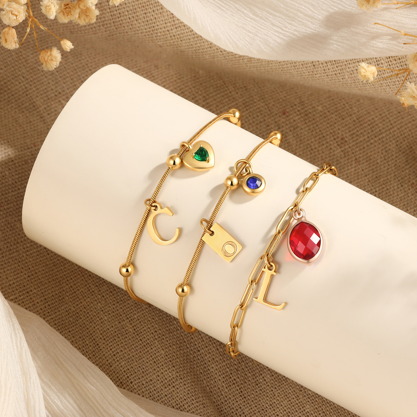 Personalized Birthstone Initial Anklet Minimalist Summer Anklet Bracelet