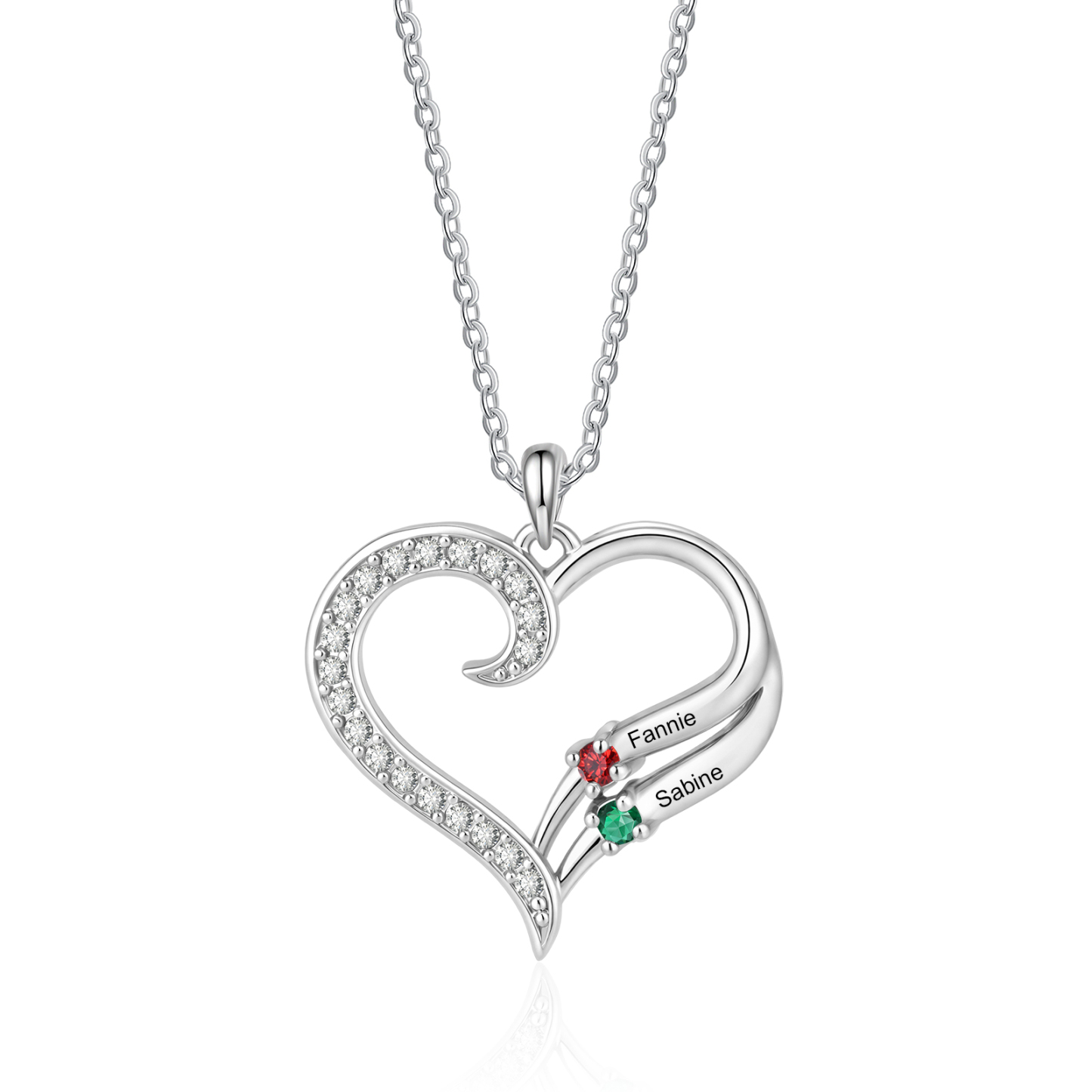 Personalized Heart Necklace with Birthstones Custom with 2–4 Family Names and Stones, Mother’s Day and Anniversary Gift for Mom, Grandma, Wife | Jessemade