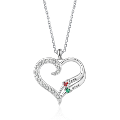 Personalized Heart Necklace with Birthstones Custom with 2–4 Family Names and Stones, Mother’s Day and Anniversary Gift for Mom, Grandma, Wife | Jessemade