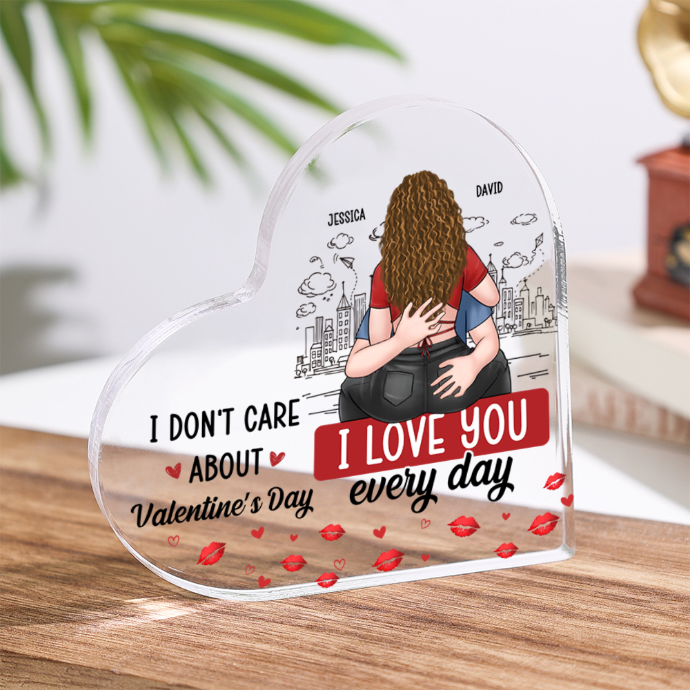 Personalized Acrylic Heart Plaque I Love You Every Day Valentine’s Day Gift for Couples