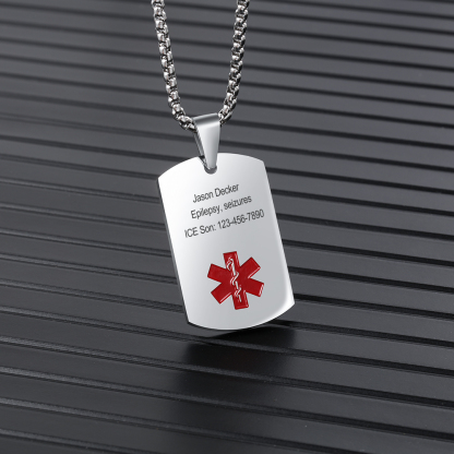 Personalised Medical Alert Necklace with Custom Engraving and Emergency Info Gift for Family | Jessemade
