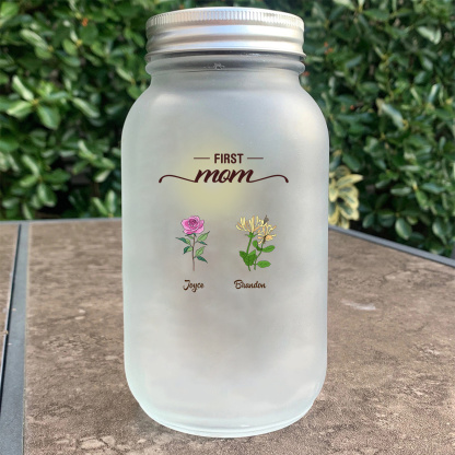 Personalized Flower Solar Mason Jar Light for Grandma Mom