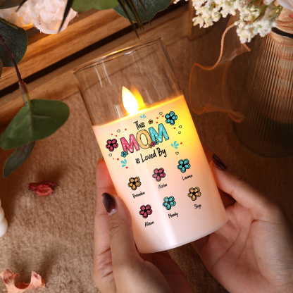 Personalized LED Glass Candle - This Mom Is Loved By