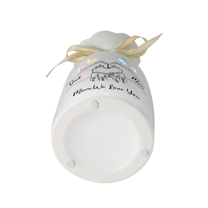 Personalized Ceramic Flower Vase Hand-In-Hand Family Motif Customized With 3-8 Names