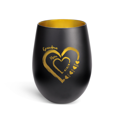 Personalized Glass Candle Holder Heart Print Custom With 2–18 Names Family Gift For Grandma Or Mom