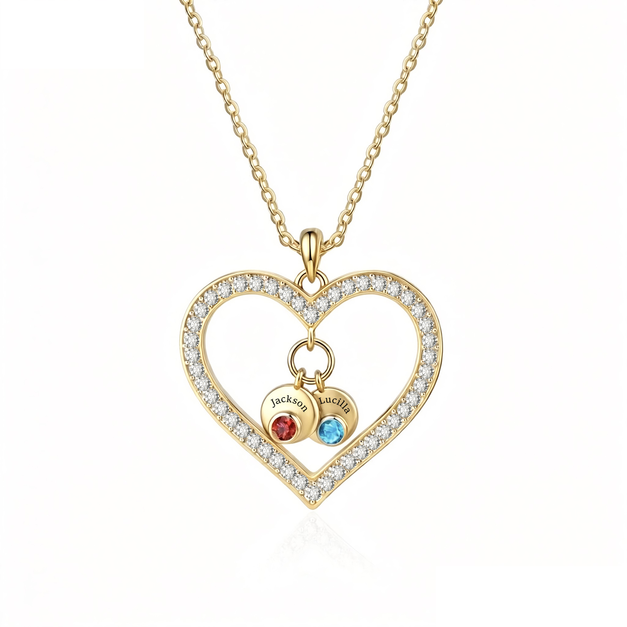 Personalized Heart Pendant Necklace Custom With 1-5 Names Birthstones